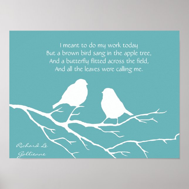 Poster Ode to Spring Poem with Little Bird Silhouette (Devant)