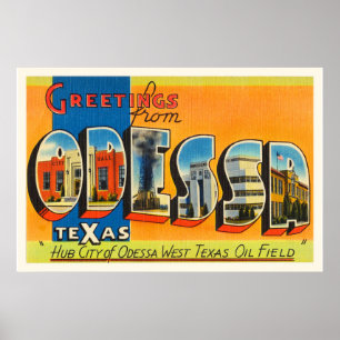 Poster Odessa Texas TX Vieux souvenir Vintage voyage