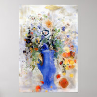 Odilon Redon - Grand Bouquet dans un vase bleu pas