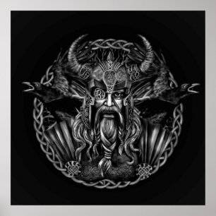 Poster Odin et ses ravins Huginn et Muninn