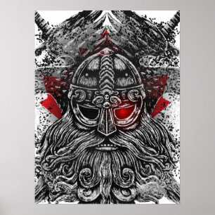 Poster Odin ravens épées Viking Mythologie drapeau du Can