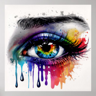 Poster Oeil Abstrait coloré