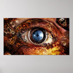 Poster OEil caméra Steampunk