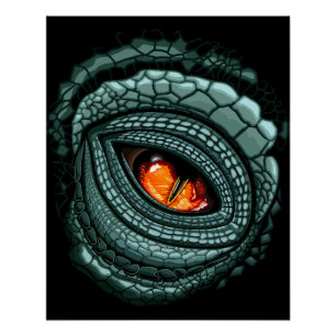 Poster Œil de prédateur reptile primal