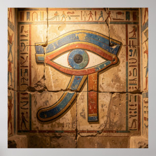 Poster Œil d'Horus avec hiéroglyphes spirituels égyptiens