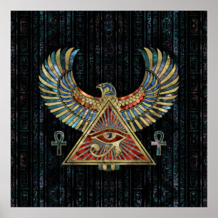 Poster OEil d'Horus - Pierre de Wadjet et or