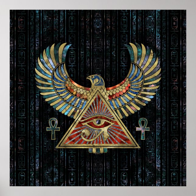 Poster OEil d'Horus - Pierre de Wadjet et or (Devant)