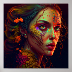 Poster Oeil d'or - Belle peinture murale féminine Imprime