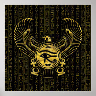 Poster Oeil égyptien de Horus - d'or et de noir de Wadjet
