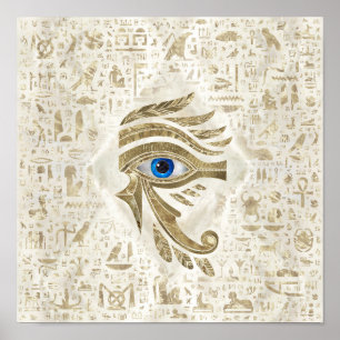 Poster OEil égyptien de Horus - Or et perle