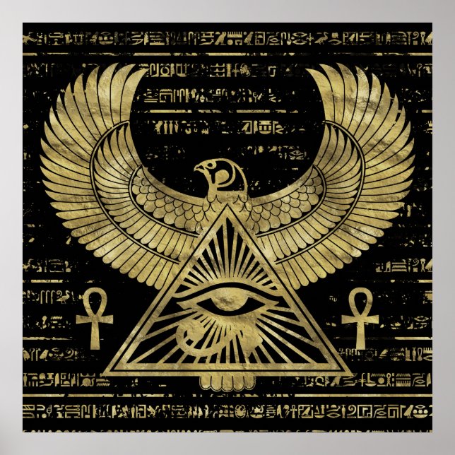 Poster OEil égyptien de Horus - Wadjet or et noir (Devant)