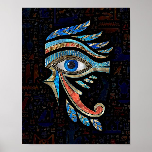 Poster OEil égyptien d'Horus - Pierres et or (Devant)