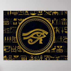 Poster Oeil égyptien d'or de Horus - Wadjet