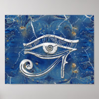 OEil égyptien en argent sur marbre bleu
