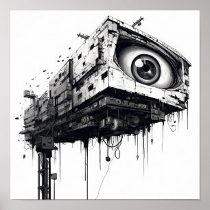 Poster Oeil futuriste attentif : Caméra de surveillance d