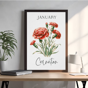 Poster Œillet du mois de naissance de janvier