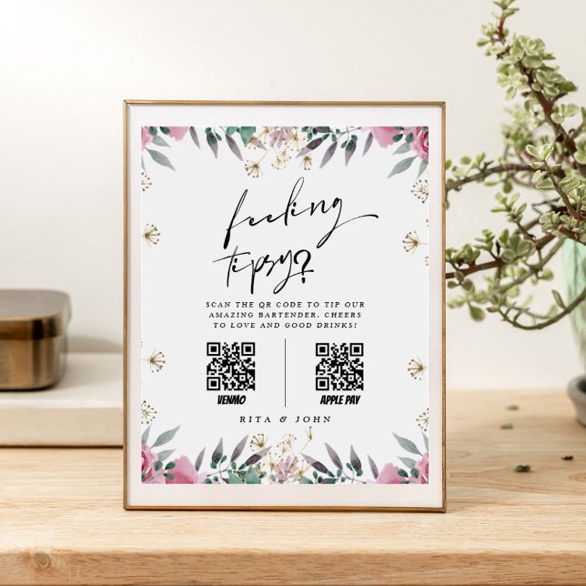 Poster Oeillets floraux Astuce votre barman Mariage Signe (Créateur téléchargé)