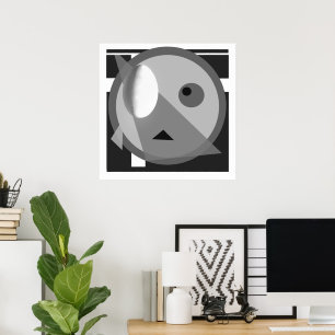 Poster Œuf blanc Design Bauhaus moderne Noir Blanc