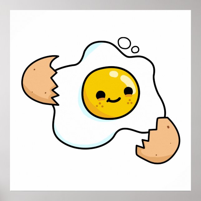 Poster Oeuf Craqué Cute Kawaii (Devant)