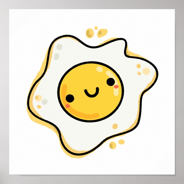Poster Oeuf Cute Kawaii Frit (Devant)