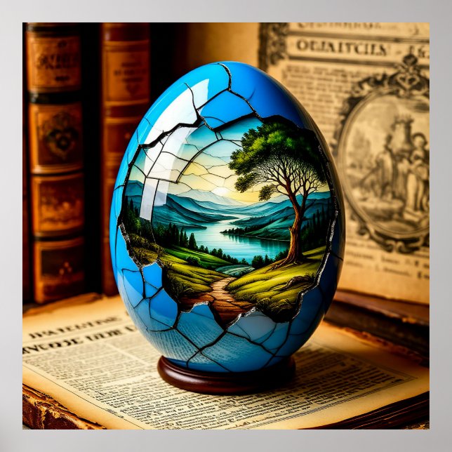 Poster Oeuf Décoratif Élégant Avec Paysage Pittoresque (Devant)