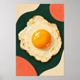 Poster Œuf Frit Sunny Side Up – Cuisine Moderne Rétro Wal