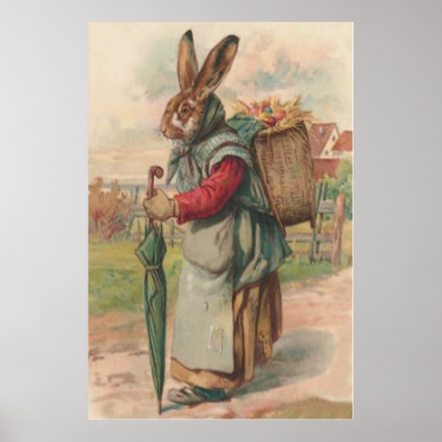 Poster Oeuf Peint Couleur Bunny de Pâques Parapluie (Devant)