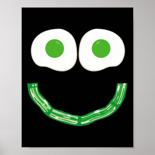 Poster Œufs au visage vert sourire et jambon Bycon Petit