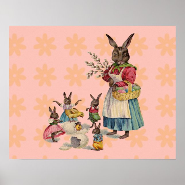 Poster Oeufs de lapin de Pâques (Devant)