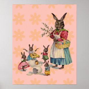 Poster Oeufs de lapin de Pâques