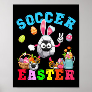 Poster Oeufs De Lapin De Pâques Jouer Costume De Football