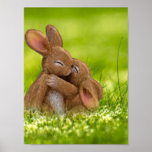 Poster Oeufs de lapins de Pâques mignons Printemps Pâques