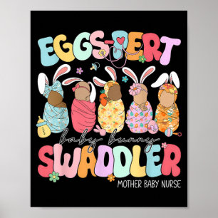 Poster Œufs de Pâques Bébé Lapin Emmaillotage Mère Bébé