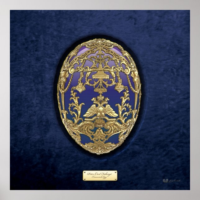 Poster Oeufs Faberge - Oeufs Tsarevich sur Velvet bleu (Devant)