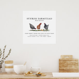 Poster Oeufs frais de la ferme   Monogramme mignon