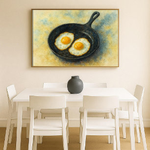 Poster Oeufs frits classiques Aquarelle Art