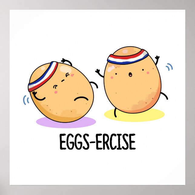 Poster Oeufs Percer Funny Aerobic Eggs Pun (Devant)