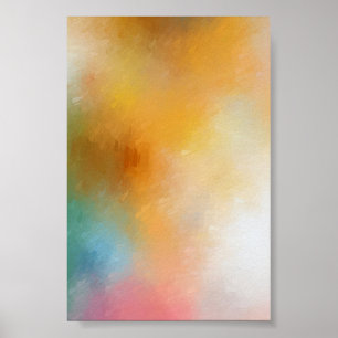 Poster Oeuvre Abstraite colorée moderne rouge jaune bleu