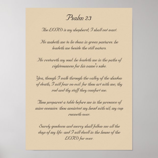 Poster Oeuvre biblique, Psaume 23 (Devant)