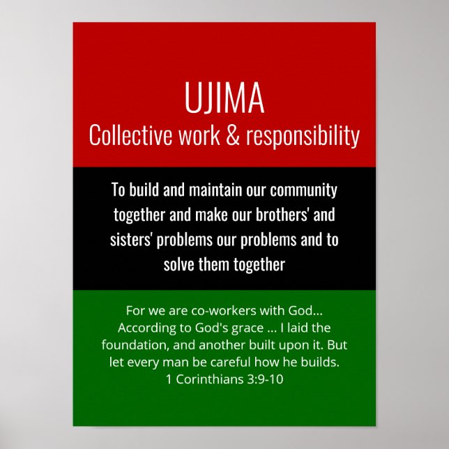 Poster OEuvre collective moderne UJIMA Christian Kwanzaa (Devant)