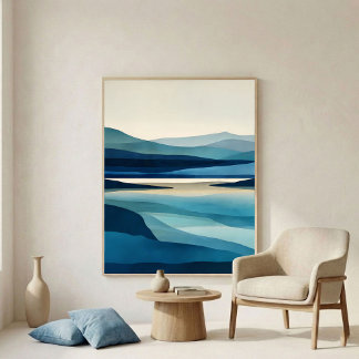 Poster Œuvre d'art abstraite du bassin du lac Bleu