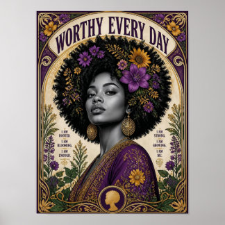 Poster Œuvre d'art afrocentrique d'affirmation valable to