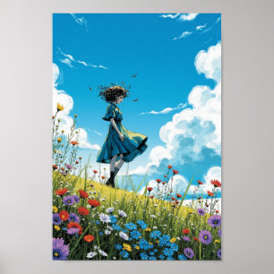Poster Œuvre d'art anime Windy Wildflower Hill