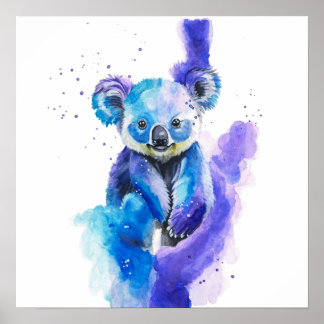 Poster Oeuvre d'art aquarelle de koala coloré