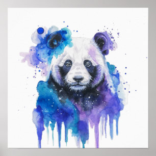 Poster Oeuvre d'art aquarelle de Panda Coloré