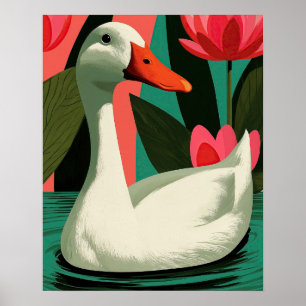 Poster Œuvre d'art botanique de l'étang de lotus au canar