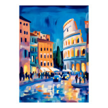 Œuvre d'art colorée fauviste du Colisée de Rome