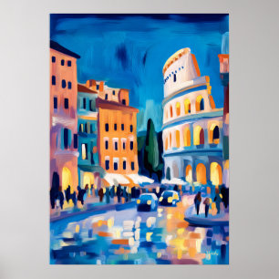 Poster Œuvre d'art colorée fauviste du Colisée de Rome