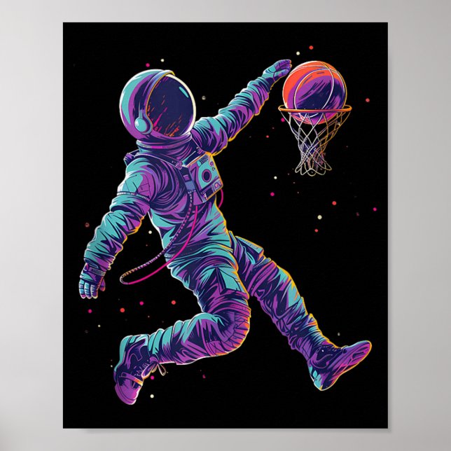 Poster Œuvre d'art de basketball Astronaute Slam Dunk Jou (Devant)