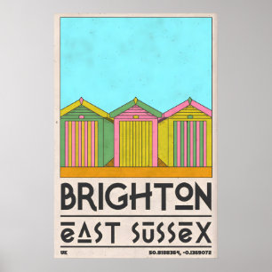 Poster Œuvre d'art de cabane de plage de Brighton - Milie